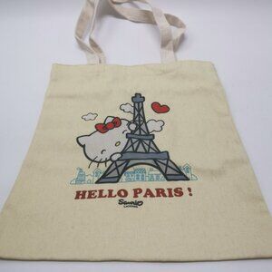 Hello Kitty Eiffel Tower Canvas Bag Versatile Large-Capacity Handbag DIY Gift